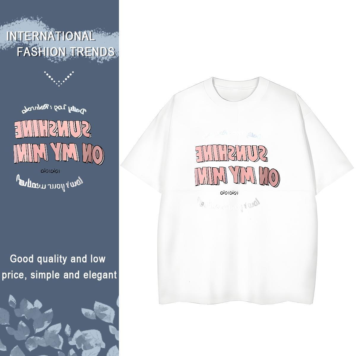 TOP Quality Mens T Shirts 230g Pure Cotton letter Sports Casual Plus Size Cartoon Round Neck Short Sleeve Mens Tshirts 2024 New Top Tees