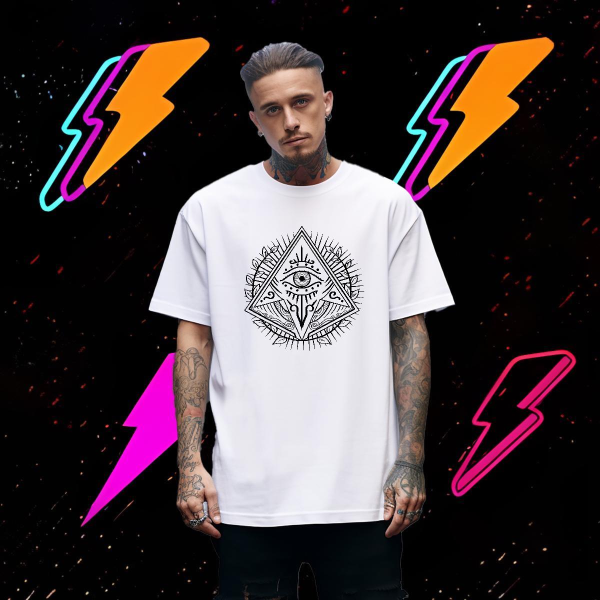 High Quality Men T Shirts 100% Cotton 230g eye of the devil Hip Hop Street Oversized 3XL 4XL Breathable Short Sleeve Couples T Shirts 2024 Summer Tshi