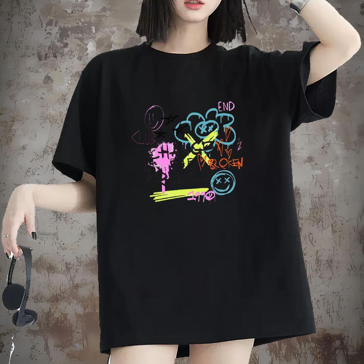 Loose Tshirt for Man Woman 230g Pure Cotton letter Street Casual T Shirts Women Short sleeve Soft Anime Oversized Polos