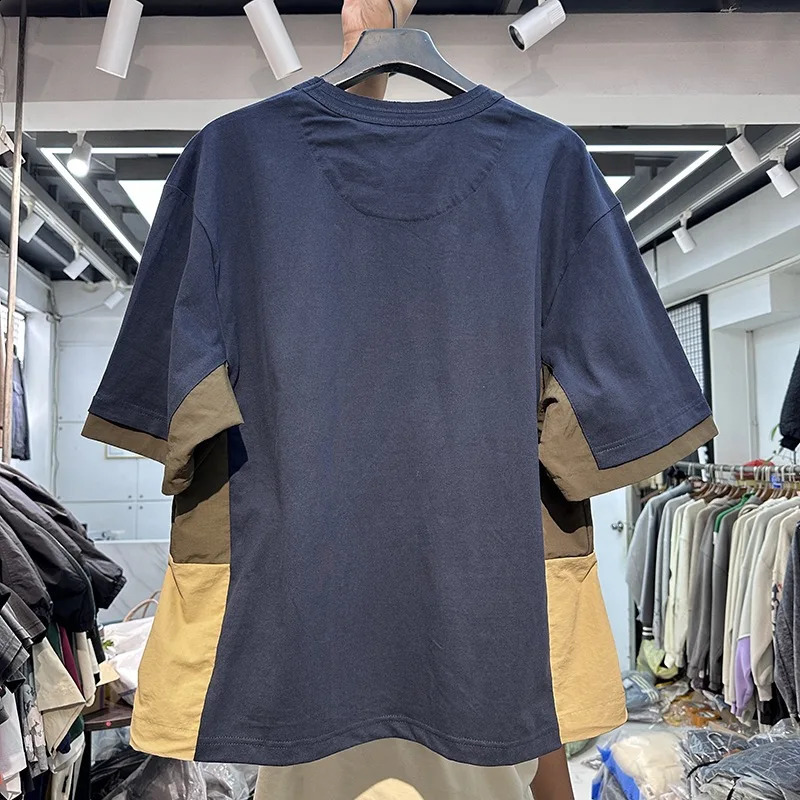 Side stitching color bump hem drawstring plus two layers of shortsleeved shirt profile 240822