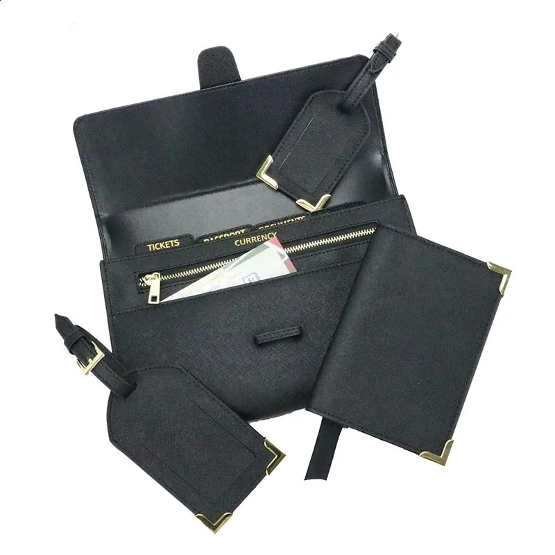 monogrammed saffiano leather travel collection gift travel set kits leather passport holder cover travel tag long travel wallet 240822