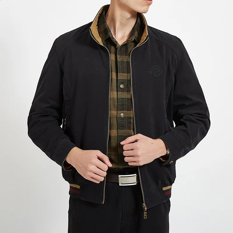 Mens Jacket M6XL Spring and Autumn Fashion Cotton Business Leisure Park Multi Pocket Clothing 240822