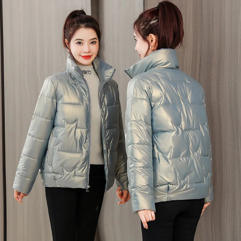 Winter womens jacket smooth cotton padded Parkas loose short thick warm casual 240823