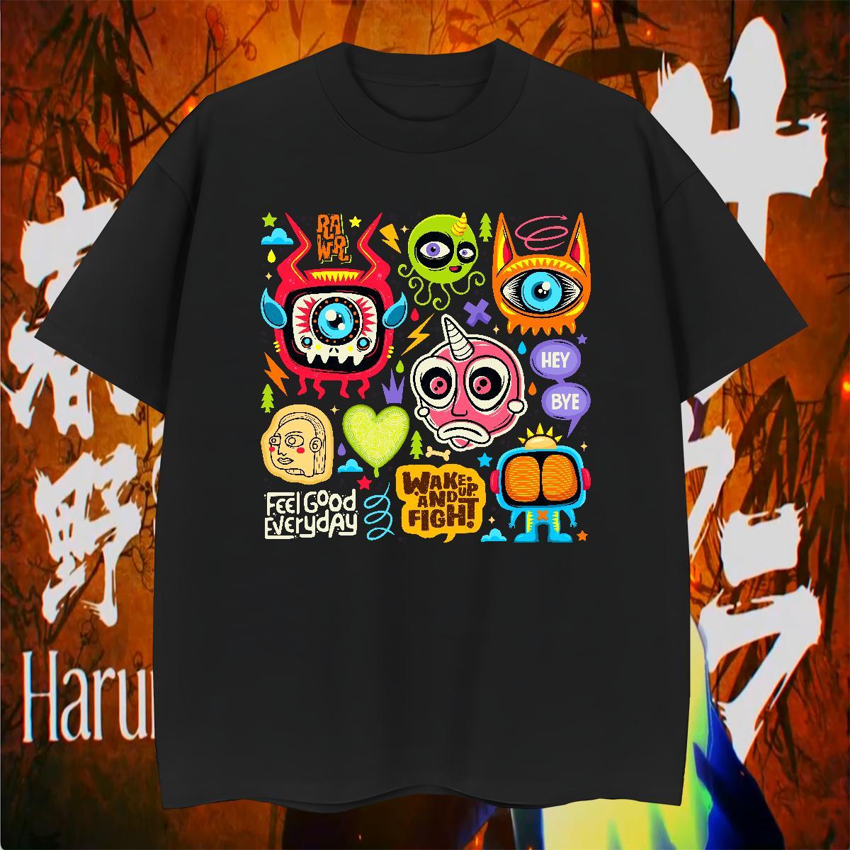 Cool T shirt 230g 100% Cotton ET Outdoor Cartoon Printing L-4XL Crew Neck Breathable Men Clothes T-Shirt Custom Wear