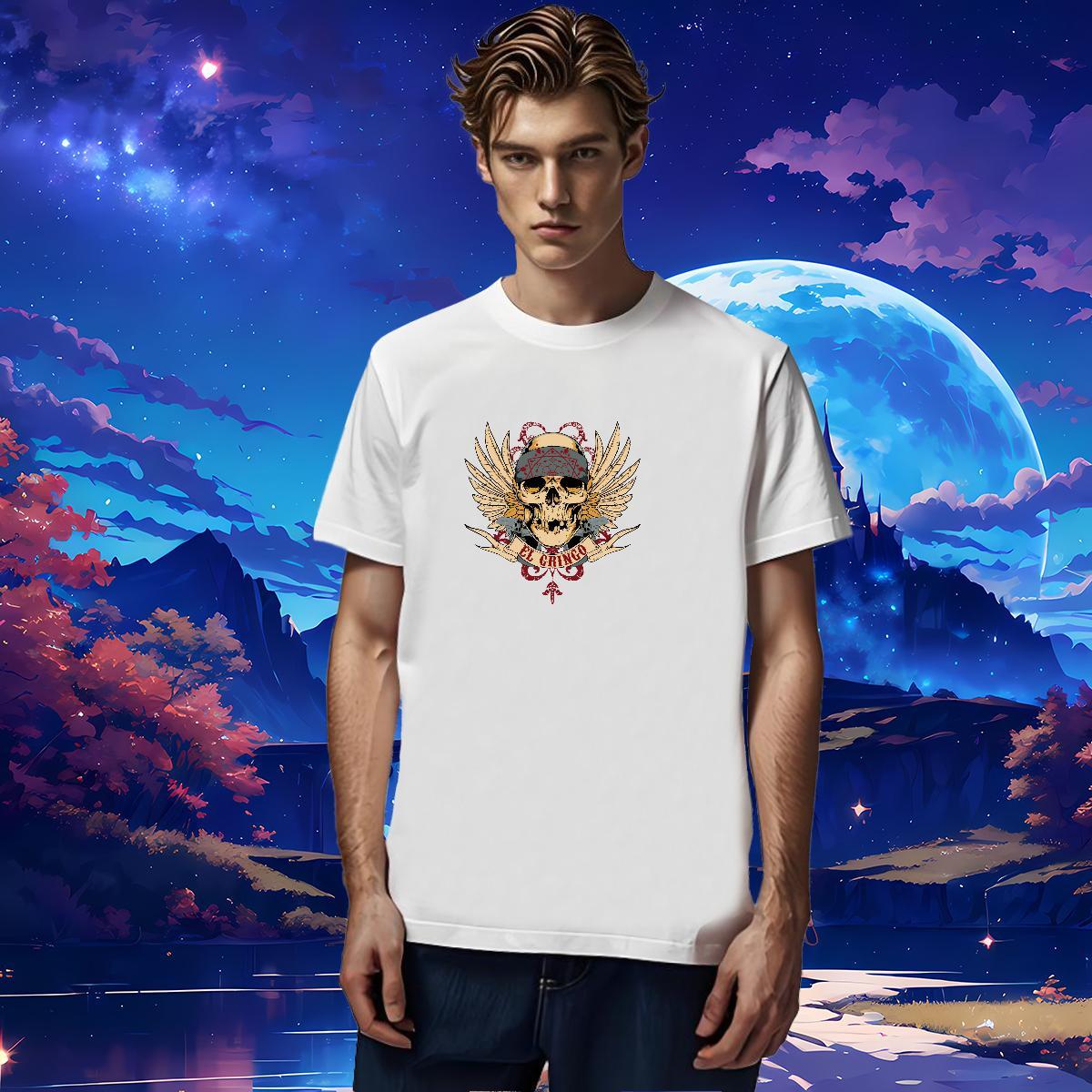 TOP Quality T-Shirts for Men 100% Cotton 230g skull Street Casual Cartoon Printing L-4XL Breathable Short Sleeve Couples T Shirts Fashion Design Tees 
