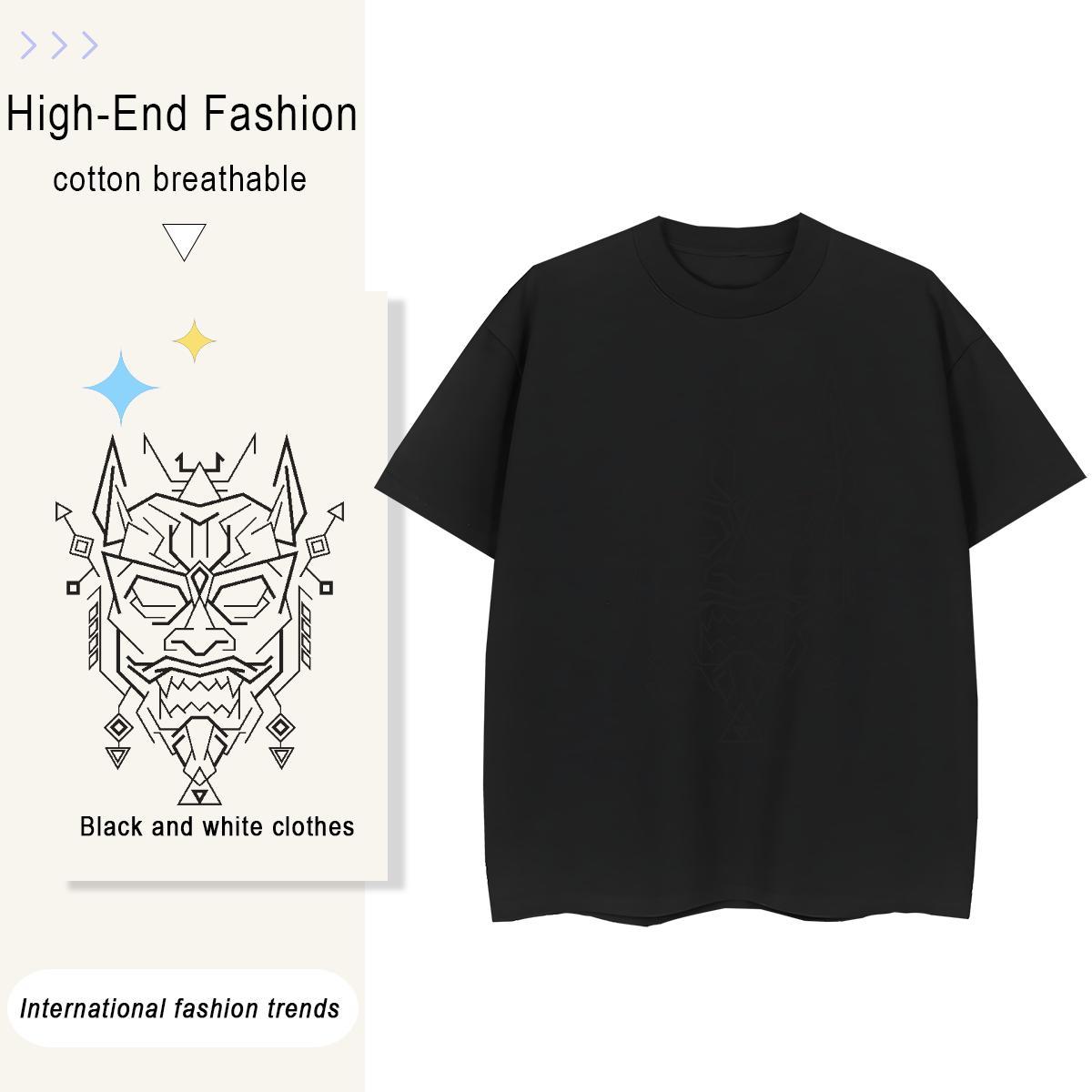 5A Womens Tshirts 230g Cotton terror Daily Outfit T Shirt For Woman Breathable Anime Print Clothes Shirt