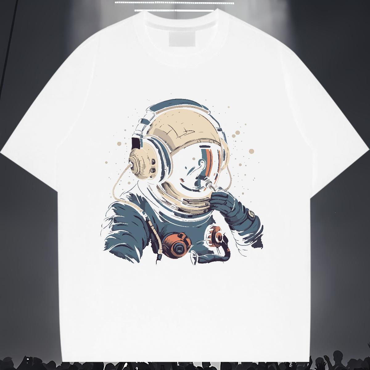 Brand Tshirt for Man Woman 230g Cotton cosmonaut Home Outdoor Woman T Shirts Breathable Crew Neck Skull Tees Shirts