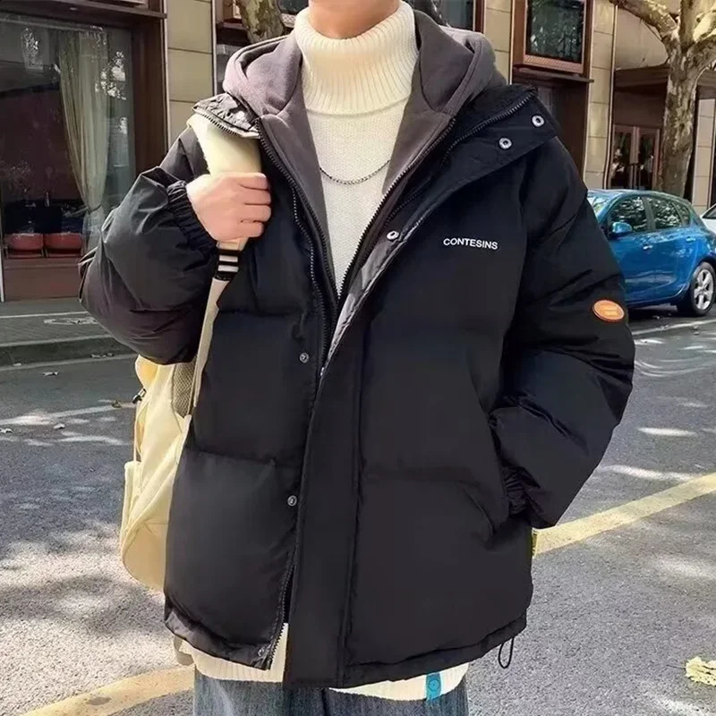 Mens hooded cotton apron jacket for autumn and winter loose fit suitable casual fantasy twopiece coat 240822