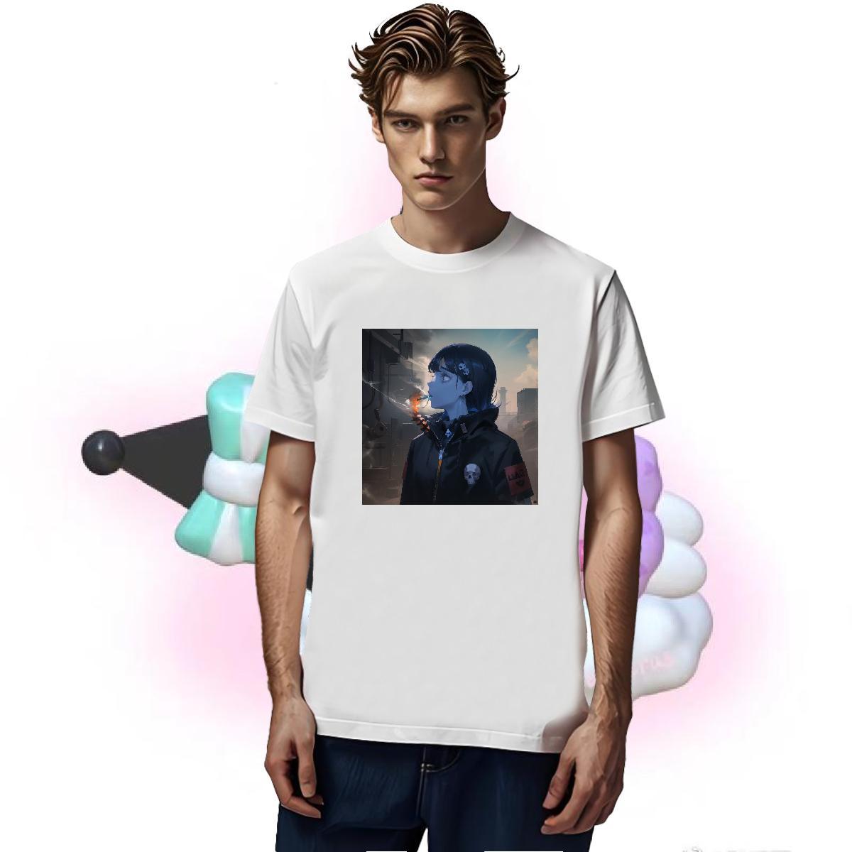 Free Shipping T shirt 230g 100% Cotton skull Daily Outfit Black White Breathable Short Sleeve Men Tops Tees Wholesale Polos