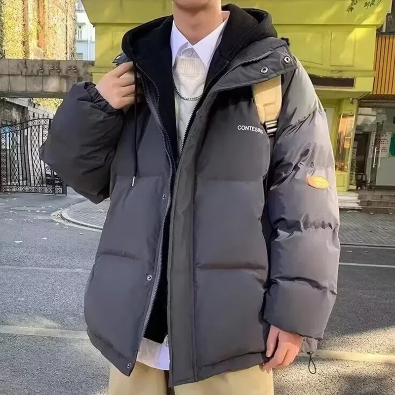 Mens hooded cotton apron jacket for autumn and winter loose fit suitable casual fantasy twopiece coat 240822