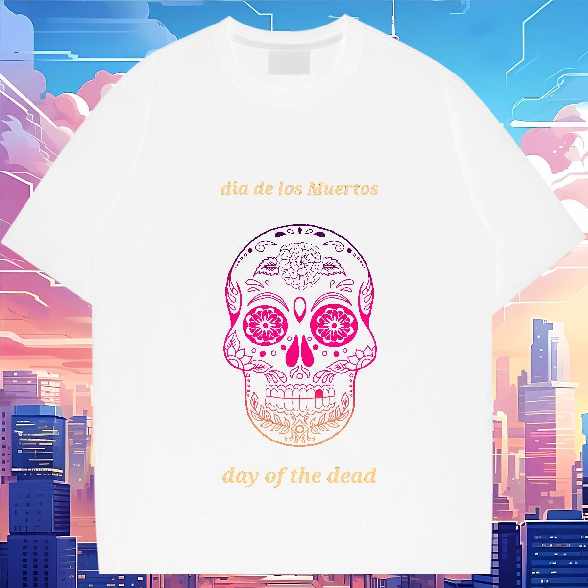 TOP Quality T Shirt For Man 230g 100% Cotton skull Hip Hop Street Customized Breathable Crew Neck Men Clothes T-Shirt 2024 New Polos