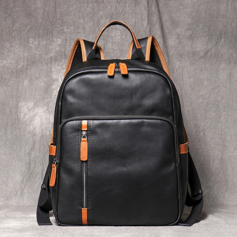 Vintage Real Leather Mens Backpack First Layer Cowhide Travel Backpack Leisure College School Bag Man Satchel Bag Leathfocus 250122