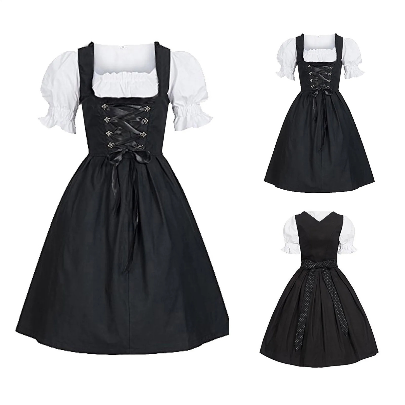 German female beer maid Dirndl Bavarian Beer Festival dress with apron party Halloween fancy plus size M3XL 240823