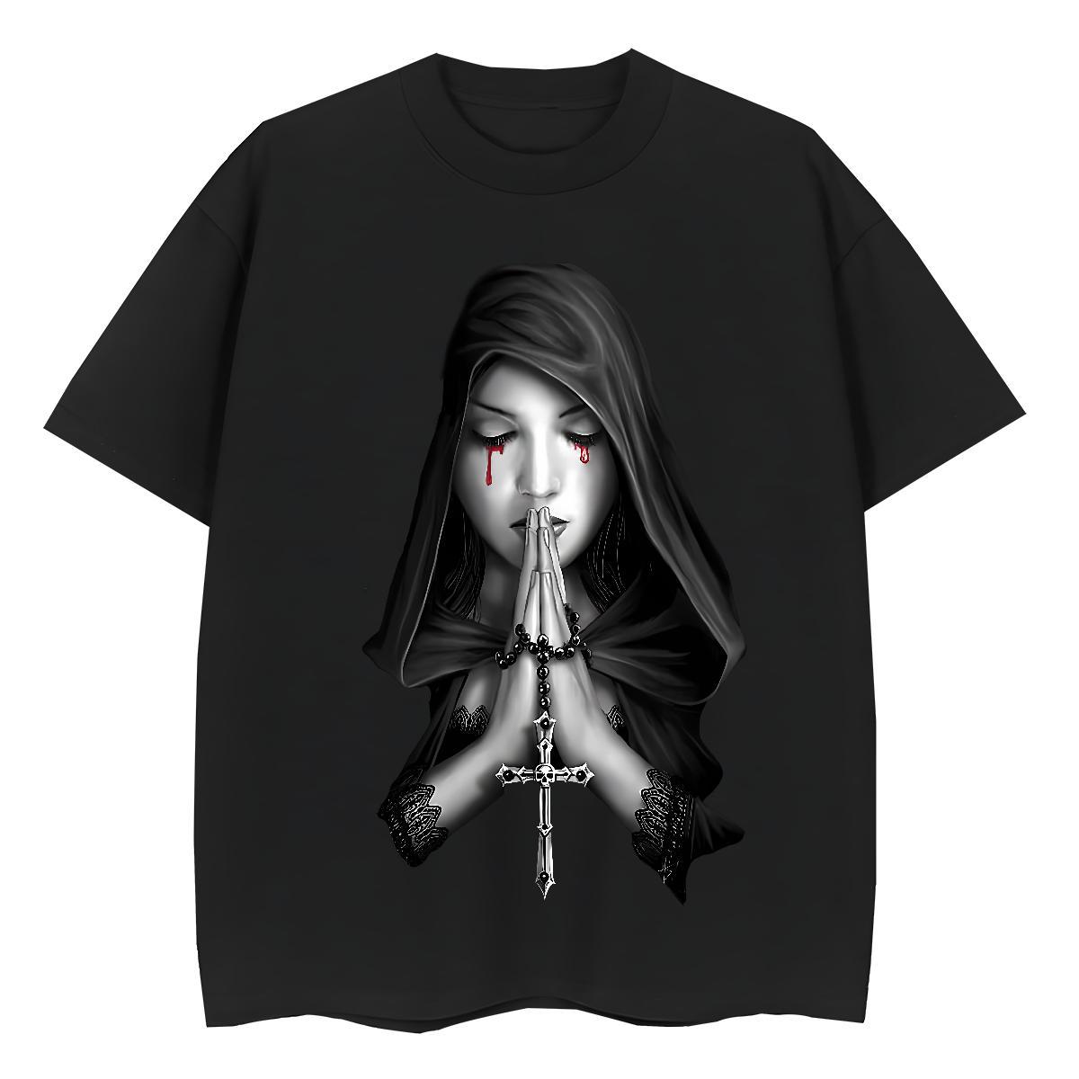 Popular Women Tshirts 100% Cotton 230g nun Sports Casual T-Shirts Round Neck Short Sleeve Custom Cartoon Clothings