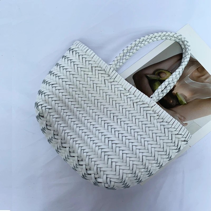 Dragon with the same mini handmade cowhide woven bag top layer pure vegetable basket for women 240823