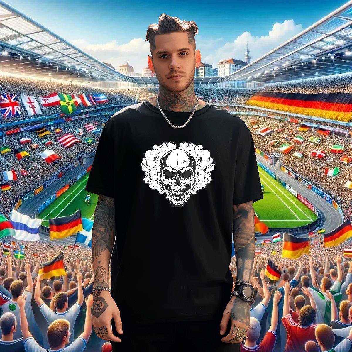 Cool T Shirts Men 230g Pure Cotton skull Home Outdoor Oversized 3XL 4XL Breathable Short Sleeve Men Tops Tees Classic Casual Wear