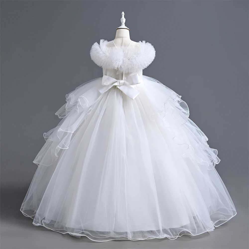 Yoliyolei pleated collar childrens wedding dress suitable for girls comfortable chiffon luxury ball dress from 11 to 15 years old W240823