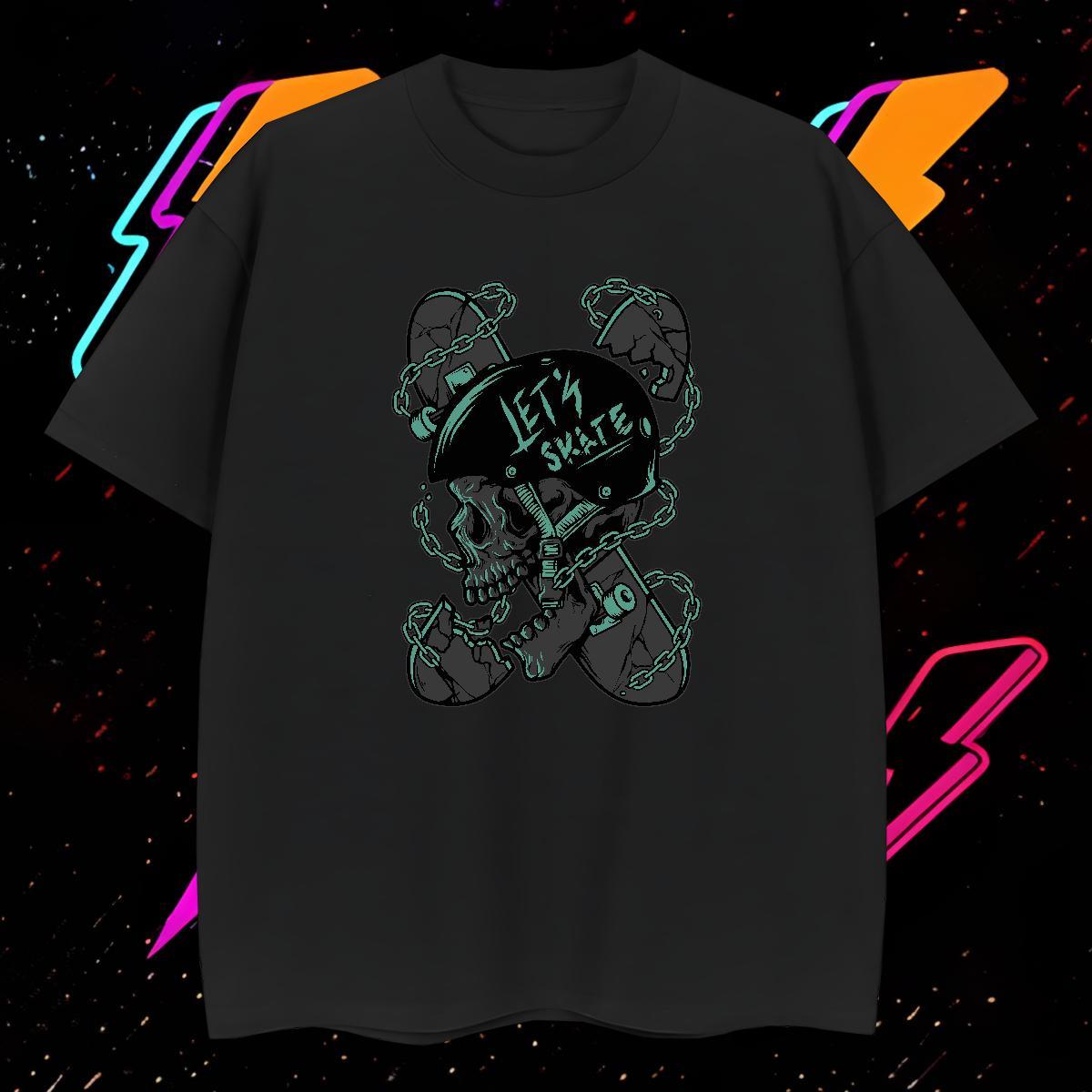 Loose Fit T-Shirts for Men 230g Cotton skull Daily Outfit Oversized 4XL Breathable Short Sleeve Men Tees Fashion Design Polos