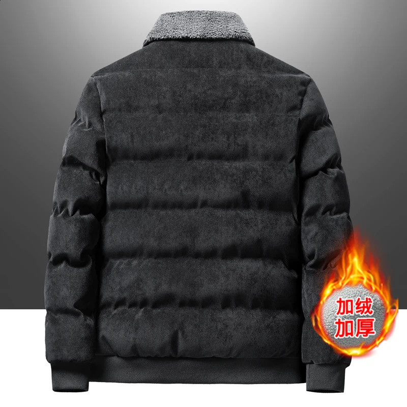 Winter wool jacket mens Parkas loose solid windproof fur collar warm Corduroy Parka fashionable casual 240822