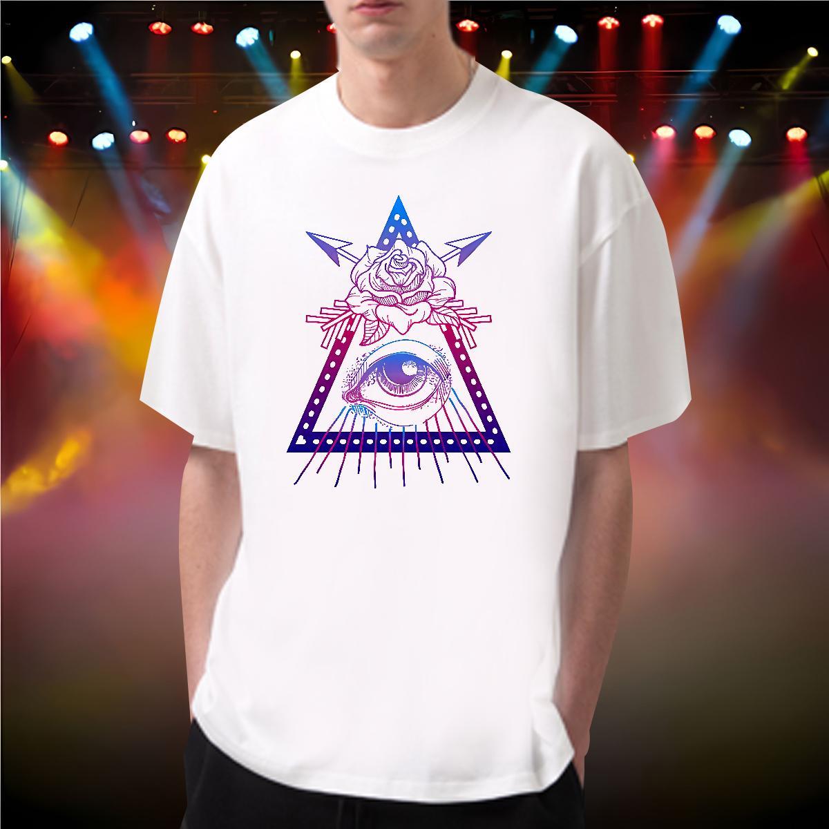 TOP Quality Mens T Shirts 100% Cotton 230g eye of the devil High Street Hip Hop Custom Big Size Breathable Short Sleeve Tshirt for Man Woman Casual Ne