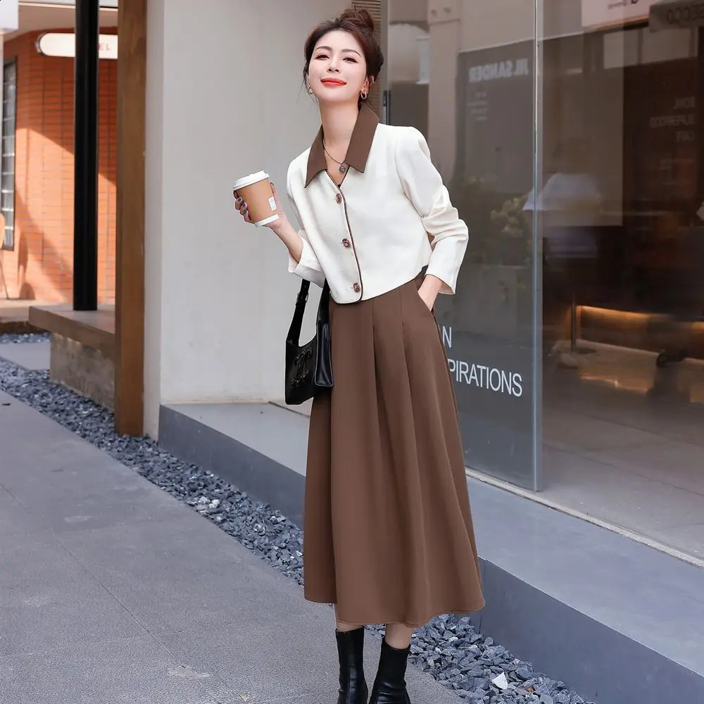 Temperament Slim Fit Jacket Blazer A-line Skirt Two Piece Elegant Womens Dress Set Summer Business Set Outfits 240823