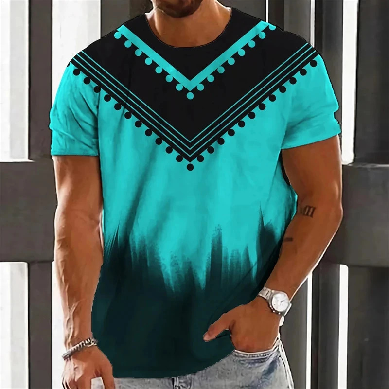 Summer African Stripe 3D Printed Tshirt Mens Fashion Casual Oneck Short sleeved Top 240822