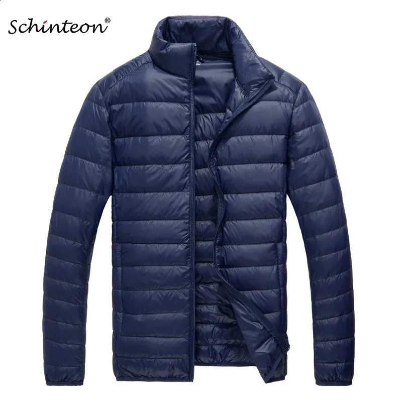 Sinton Mens Ultra Light White Down Jacket Thin Bracket Collar Solid Color Simple Autumn Coat 240822