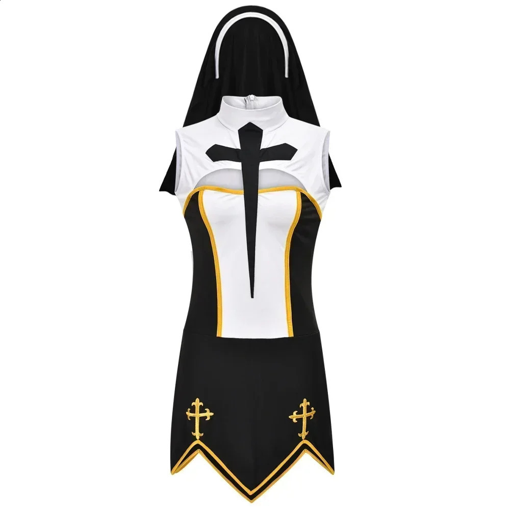 Womens sexy nun cosplay costume carnival Halloween fantasy fancy dress 240823