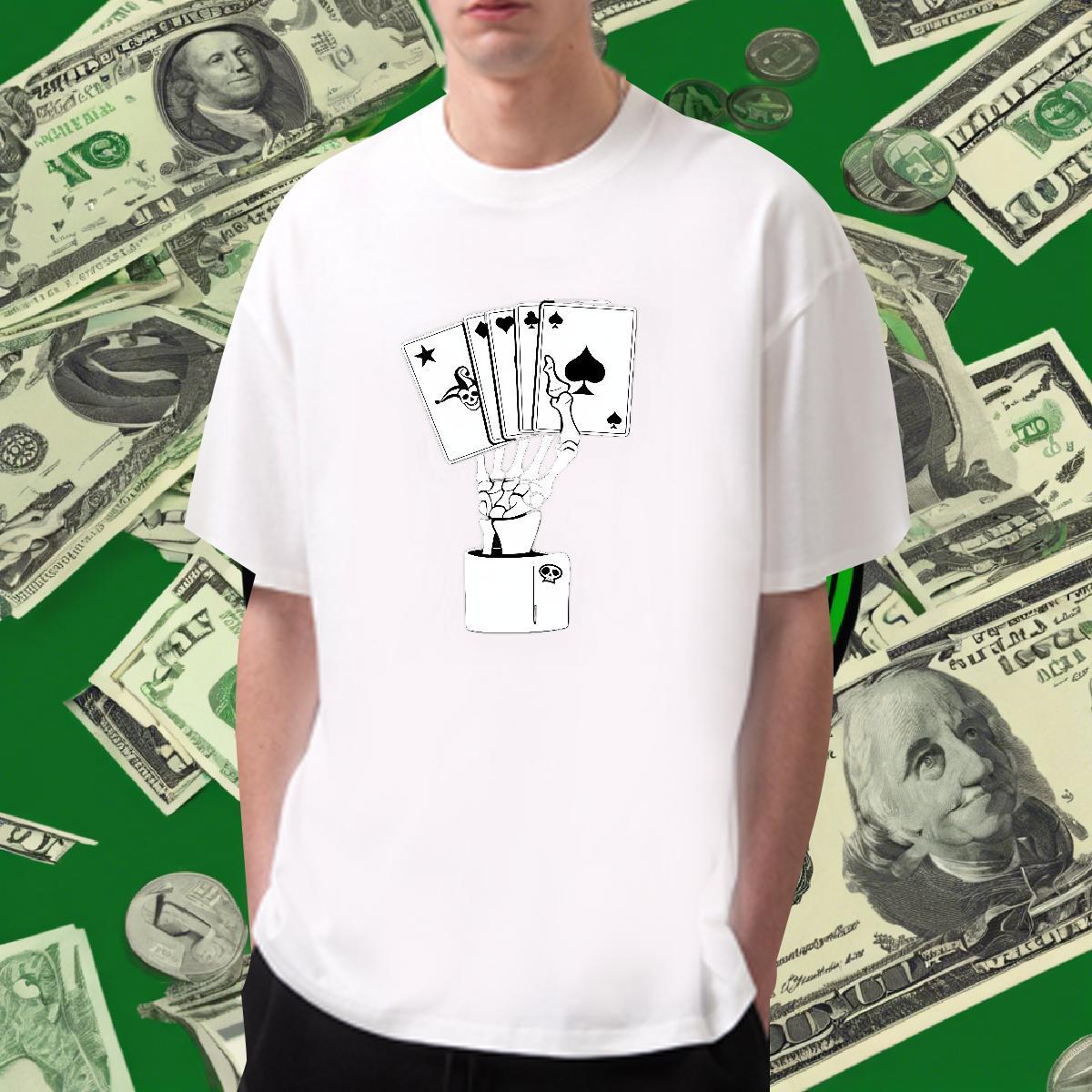 Wholesale T Shirts Men 100% Cotton 230g playing card Sports Casual Customized Print Breathable Short Sleeve Couples T Shirts Brand Tshirts