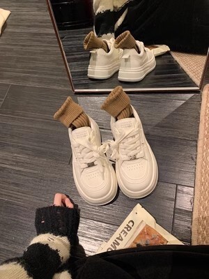 Ddmysports Premium Leather Edition Grape Mom Same Style Age Reducing Round Ead Versatile Strap Thick Bottom Casual White Women S Board Shoes OUTDOOR