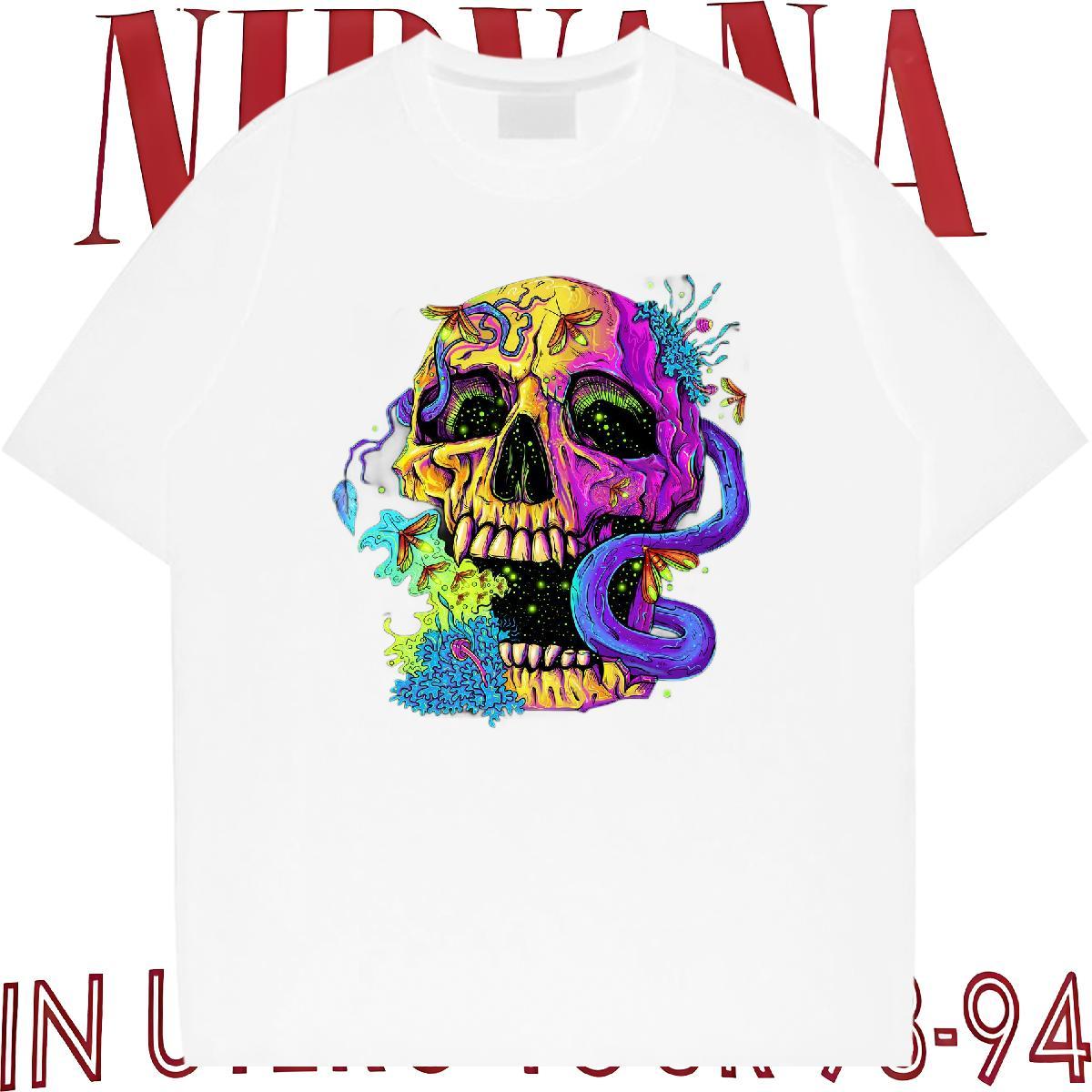 Free Shipping T-Shirts 230g Pure Cotton skull Beach Graphic Breathable Men Tees Stylist Clothings