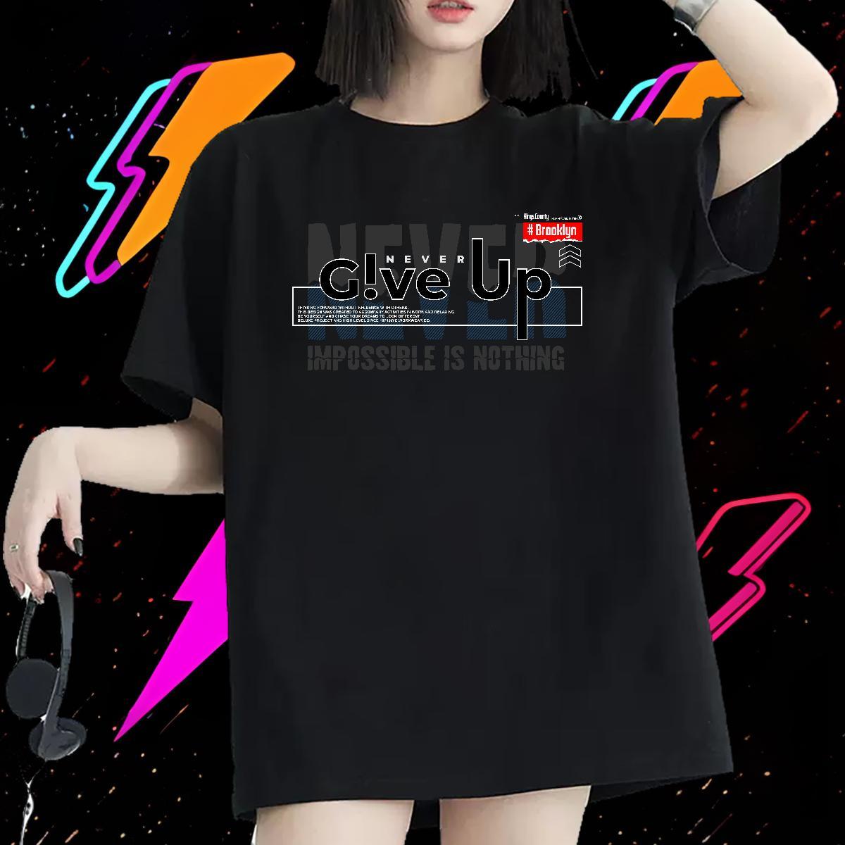 Loose Women Tees 230g 100% Cotton letter Sports Casual T-Shirts Breathable Soft Plus Size Custom Tops