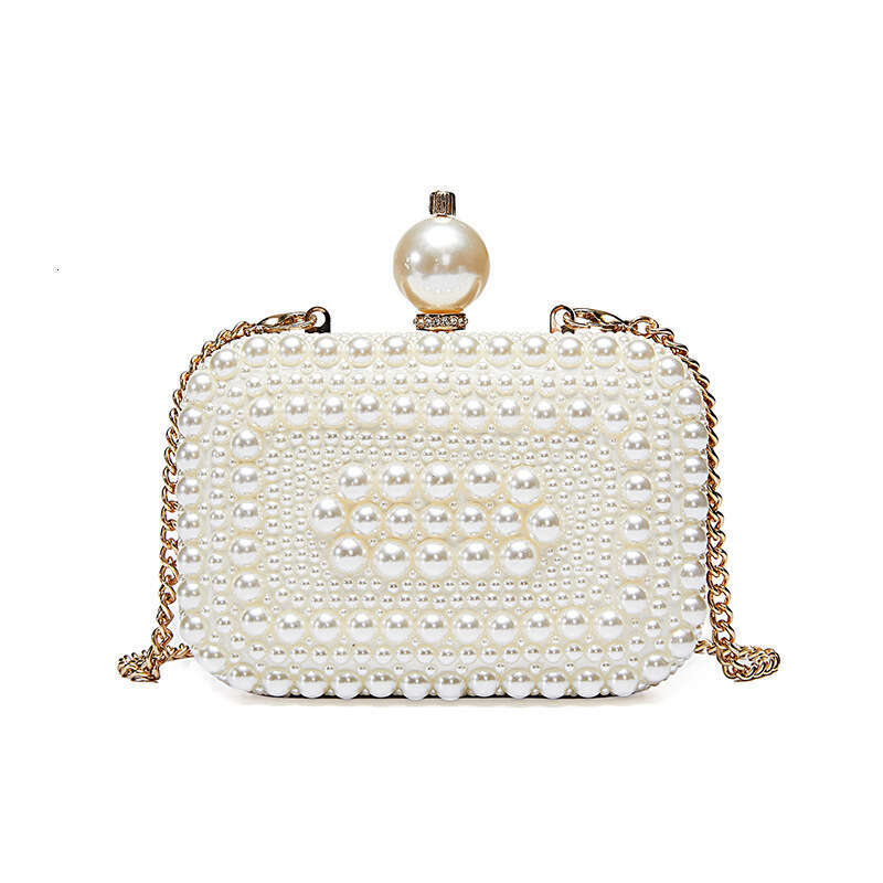 Fashion Girls Square Shell Clutch Bag Handmade Sweet Pearl Wedding Party Chain Mini Leather Crossbody Sg Bags for Women dh2931047
