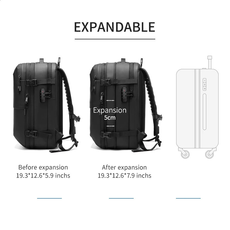 DHXJ Men Travel vacuum compression 17 inch Laptop Business Large Capacity school Backpack Expanded outdoors Hiking backpack 240823