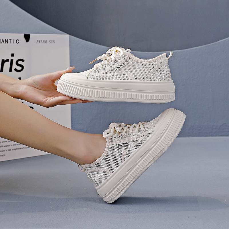 Ddmysports White Women Summer New Casual Height For Children Thick Soled White Sports Board Shoes OUTDOOR