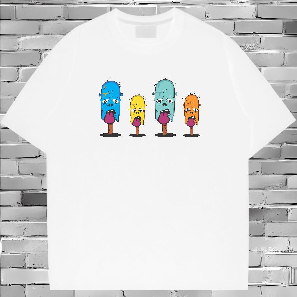 Unisex T-Shirts for Men 230g 100% Cotton skull Hip Hop Street Black Oversized Breathable Short Sleeve Tshirts Classic Casual Tees Shirts