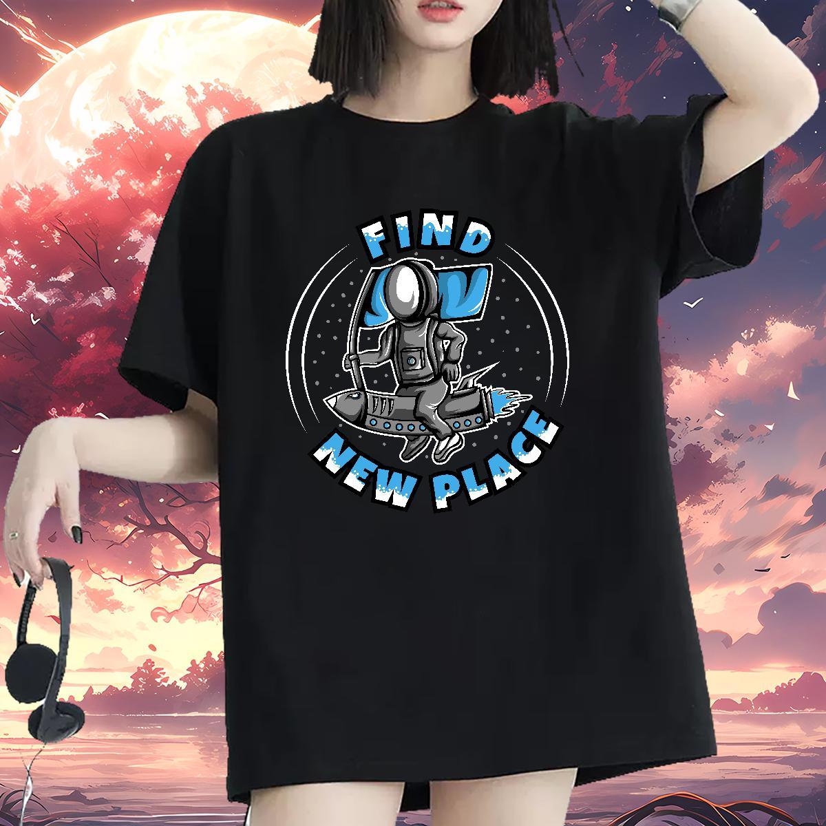 Comfortable Womens Tshirts 100% Cotton 230g universe Casual Woman T Shirts Breathable Short Sleeve Custom Printing Top Shirts