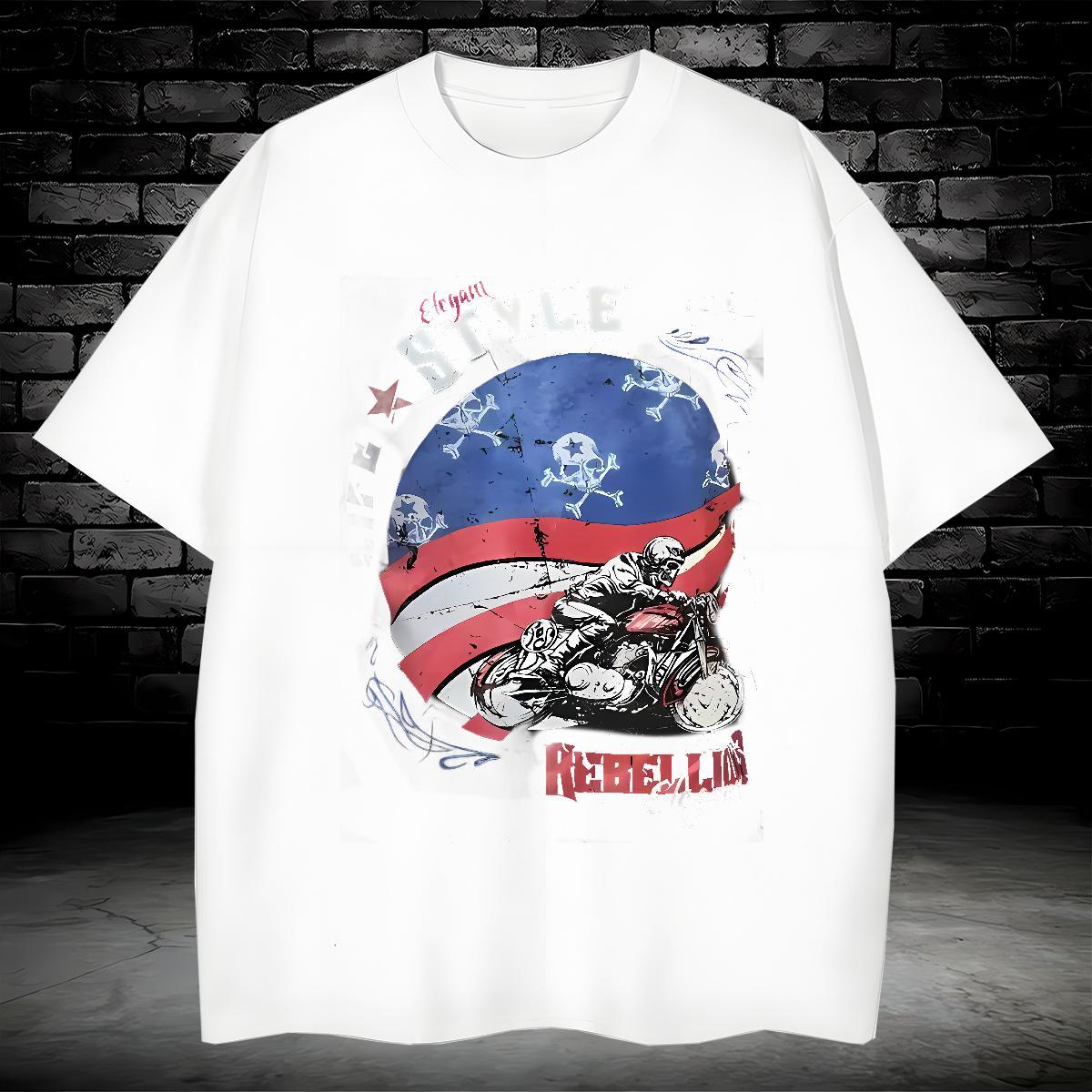 Loose T shirt 230g 100% Cotton skull Casual Daily Wear DIY Short Sleeve O-Neck Couples T Shirts 2024 DIY Tops Shirt