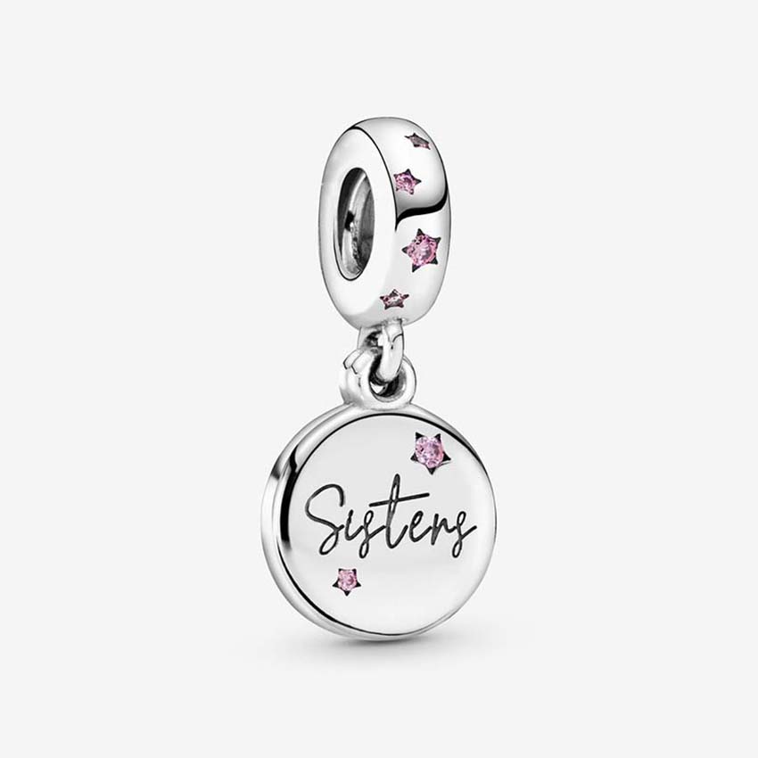 Forever Sisters Dangle Charm 925 Sterling Silver logo Charms Set Bracelet Bangle DIY Making Components Star Diamond Pendant charm with Original Box Wholesale