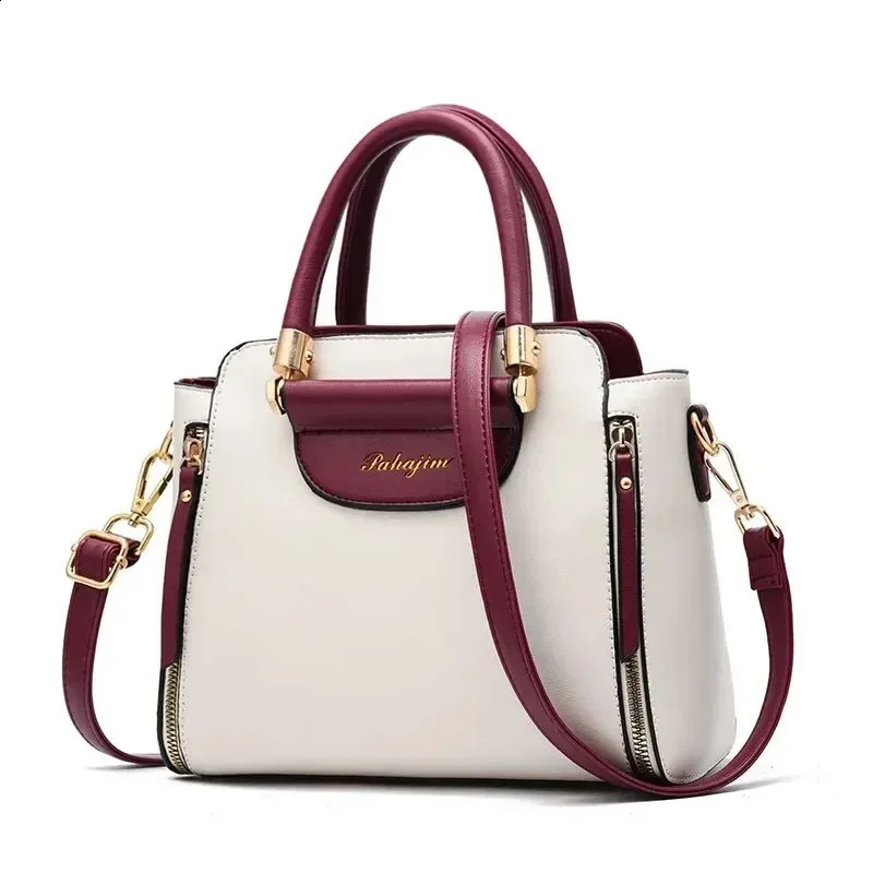 Fashion Color Contrast Handbag Stitching Striped Crossbody Bag Womens Elegant Office Work Purse 250106