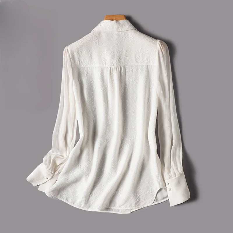 Satin Womens Shirts Solid Casual Blouses Polo-neck Silk Ladies Clothing Loose Long Sleeves Spring/Summer Tops 240823
