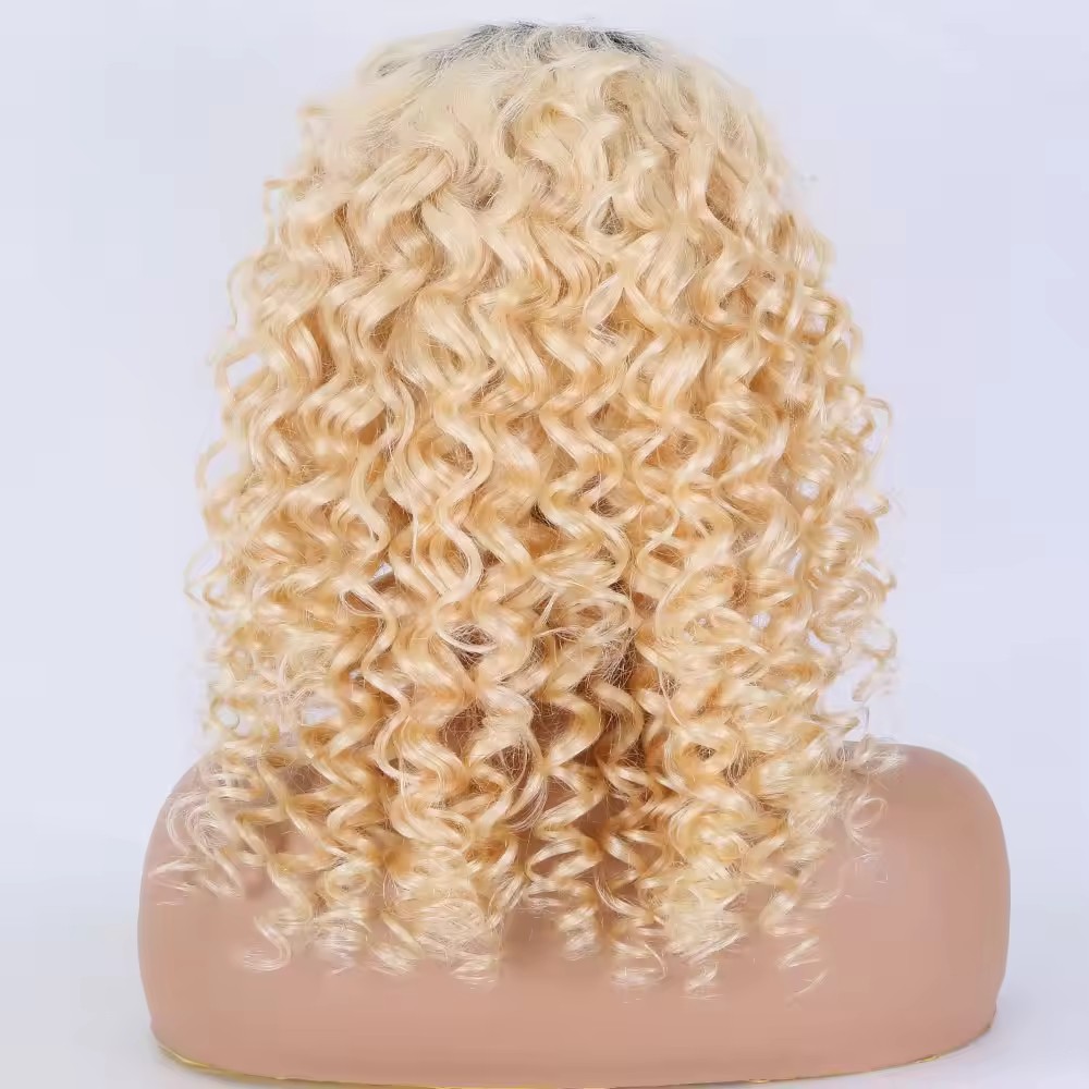 Brazilian Blonde 13x4 Human Hair Wigs With A Bang dark roots Ombre blond 613 virgin Hair Long Wigs With Bangs For Black Women