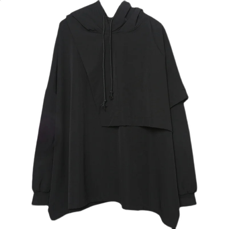 Autumn dark Japanese n asymmetric irregular tailoring stitching loose Hoodie mens Hoodie 240823