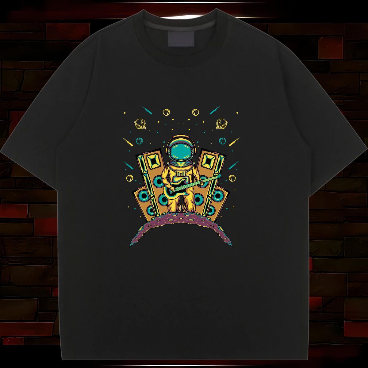 Unisex Women Tees 230g Pure Cotton cosmonaut Spring Summer Woman T Shirts O-Neck Short Sleeve Customized Tops