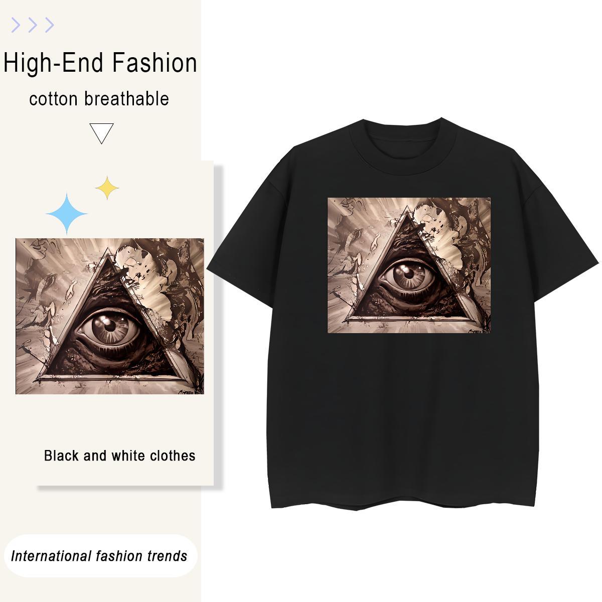 Designer T shirt 230g Cotton eye of the devil High Street Hip Hop Plus Size Custom Breathable Soft Men Tops Tees Free Shipping Tees Shirts
