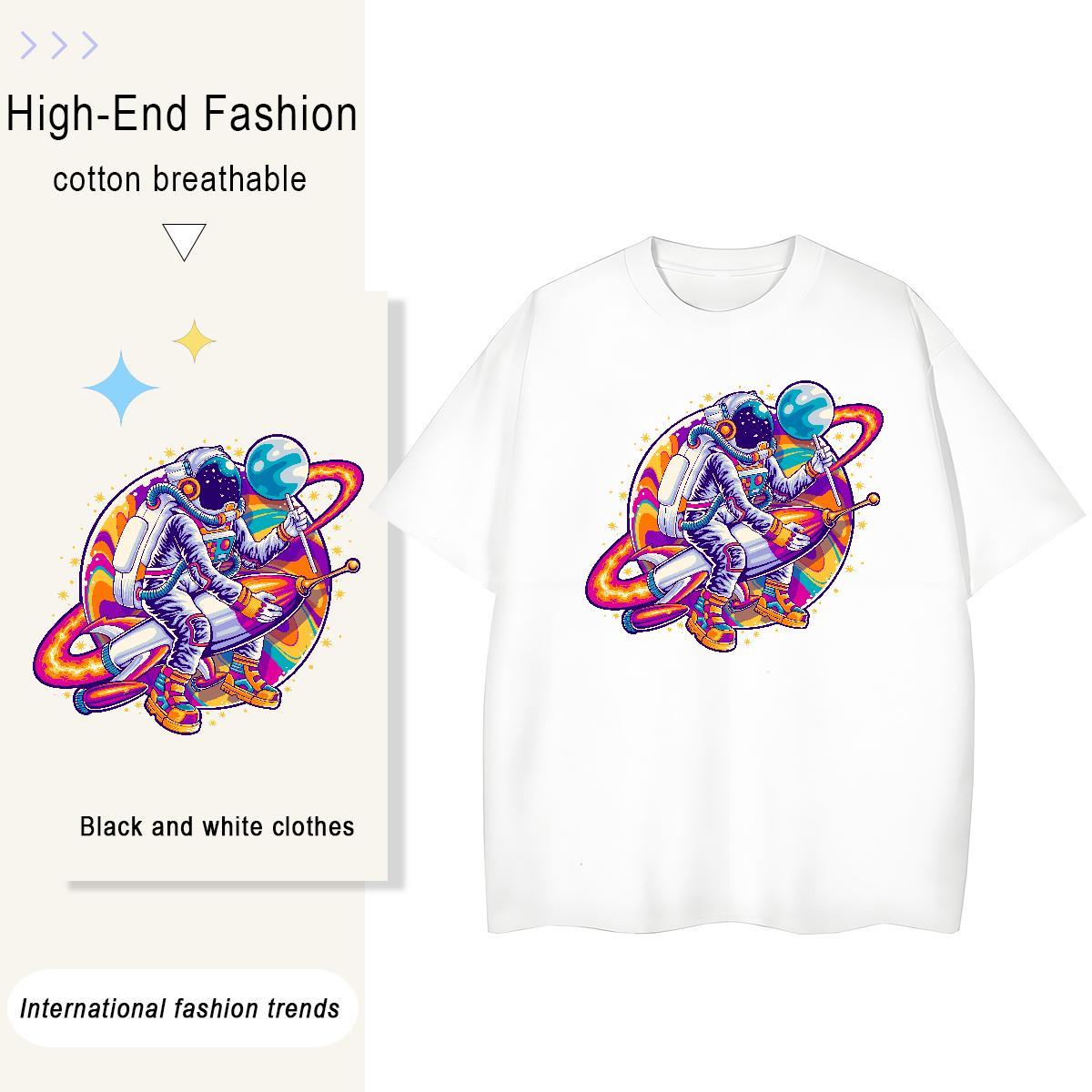 5A Tshirt for Man Woman 100% Cotton 230g universe Casual Beach Woman T Shirts Breathable Cartoon Anime Tshirts