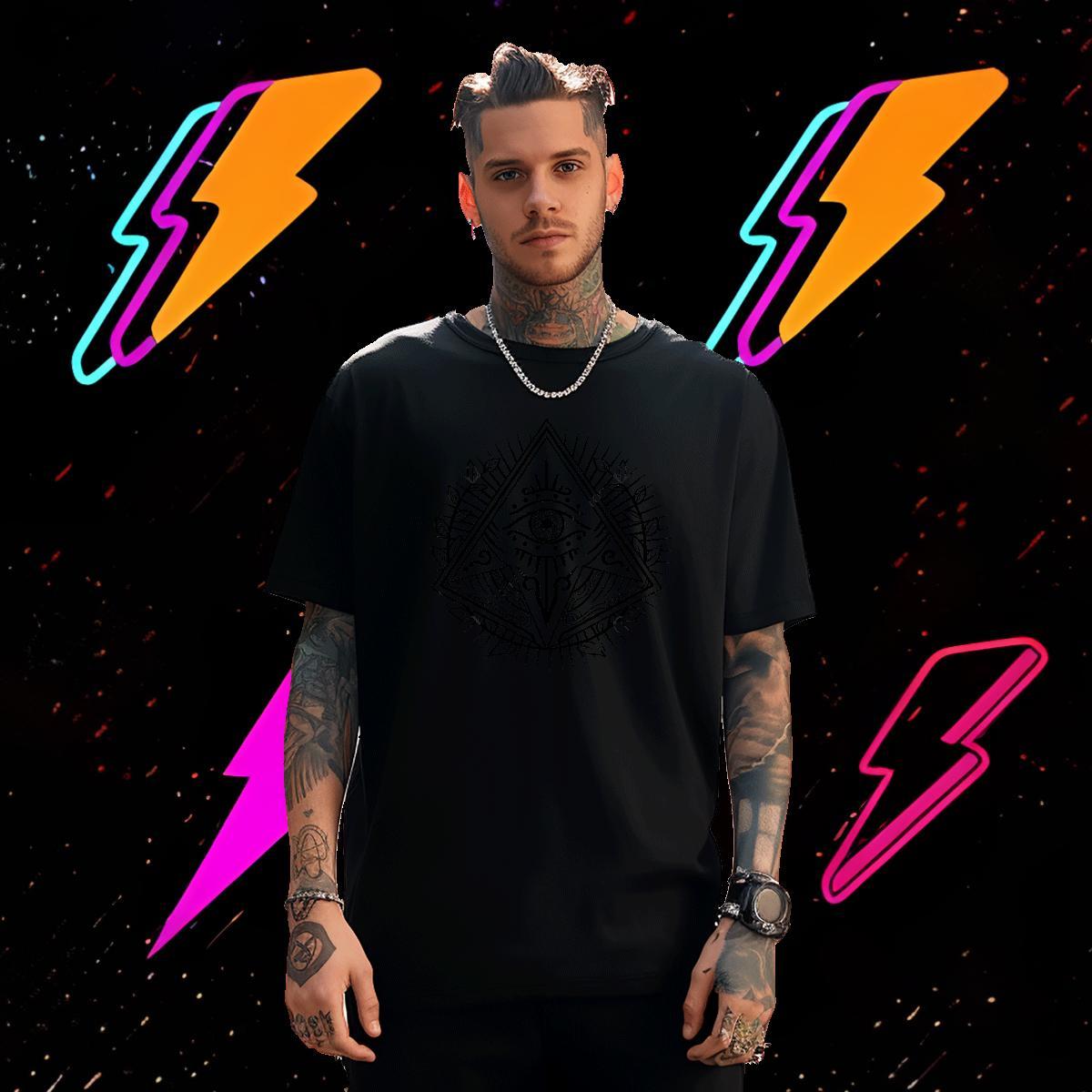 High Quality Men T Shirts 100% Cotton 230g eye of the devil Hip Hop Street Oversized 3XL 4XL Breathable Short Sleeve Couples T Shirts 2024 Summer Tshi