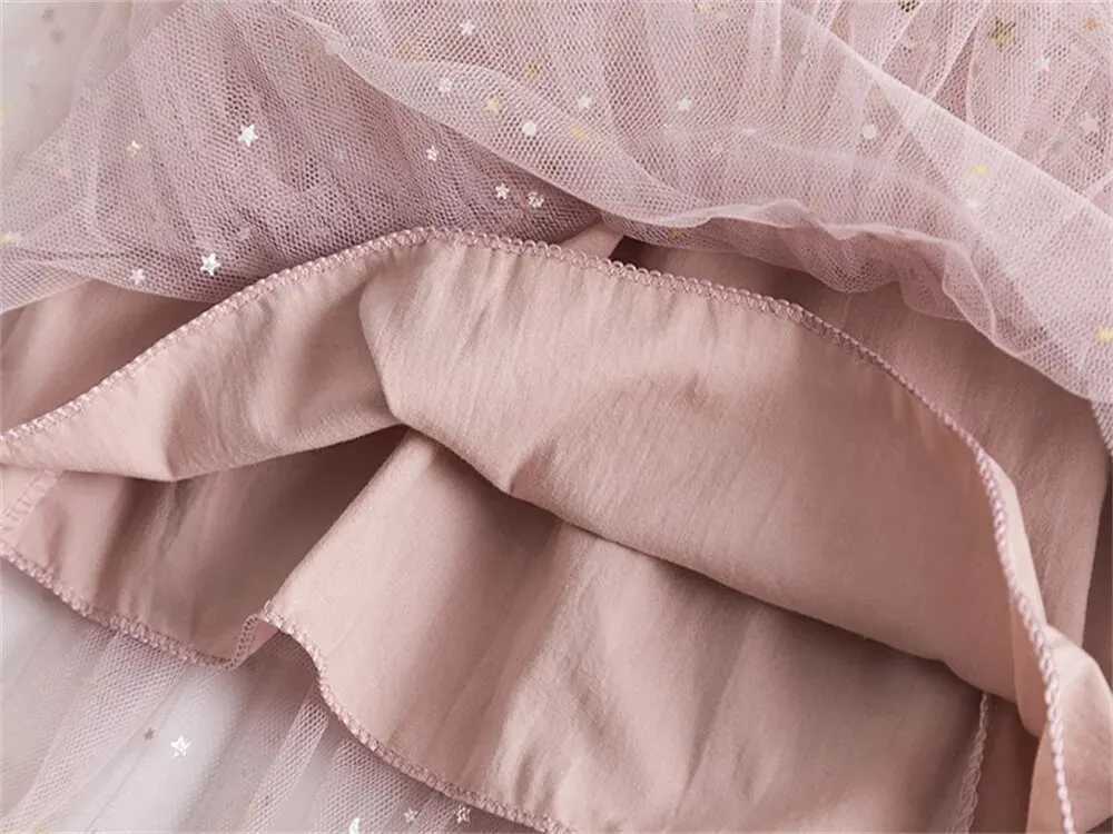 Sparkling baby summer dress 3 6 8 Yrs ruffled elegant birthday party princess dress casual sheer girl children layered dress W240823