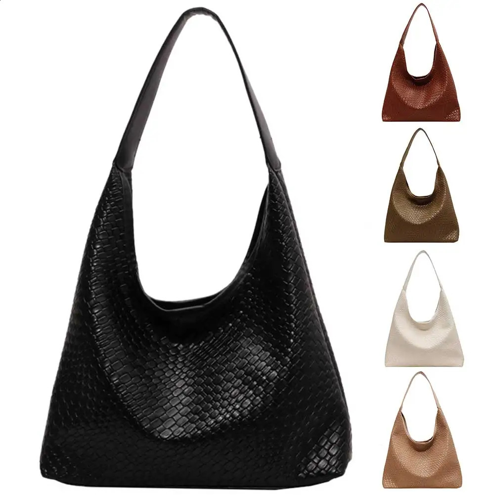 Women Soft Shoulder Bag Fashion Woven Hobo Large Capacity Leather Tote Handbag Braided Satchel Commuting 240823