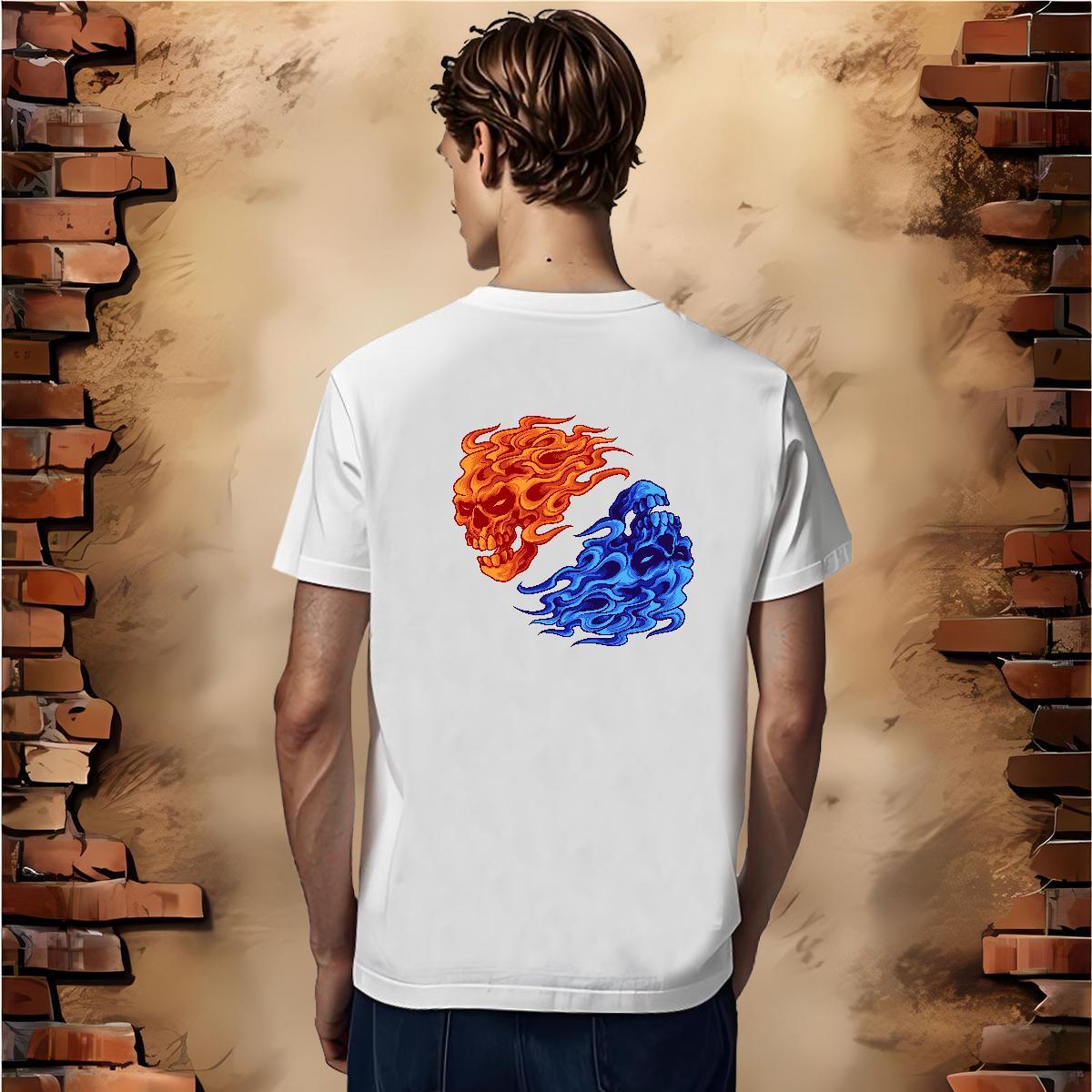 Wholesale Men T Shirts 230g 100% Cotton skull Street Asian Size Breathable Crew Neck Tshirt for Man Woman Fashion New Top Tees